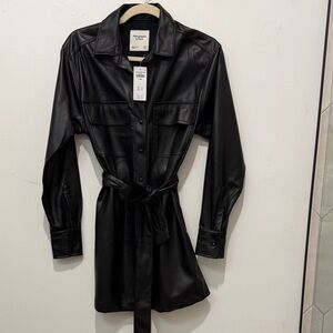 Abercrombie & Fitch Black Faux Leather Belted mini free